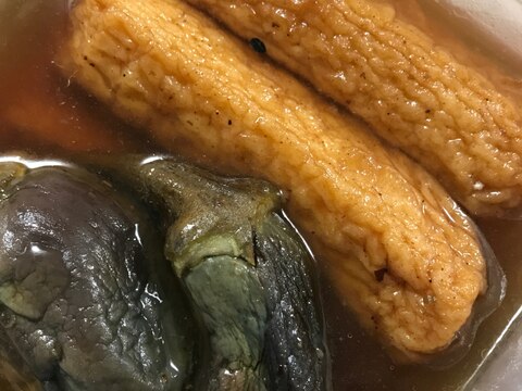 レンジで！茄子と絹揚げの甘辛煮